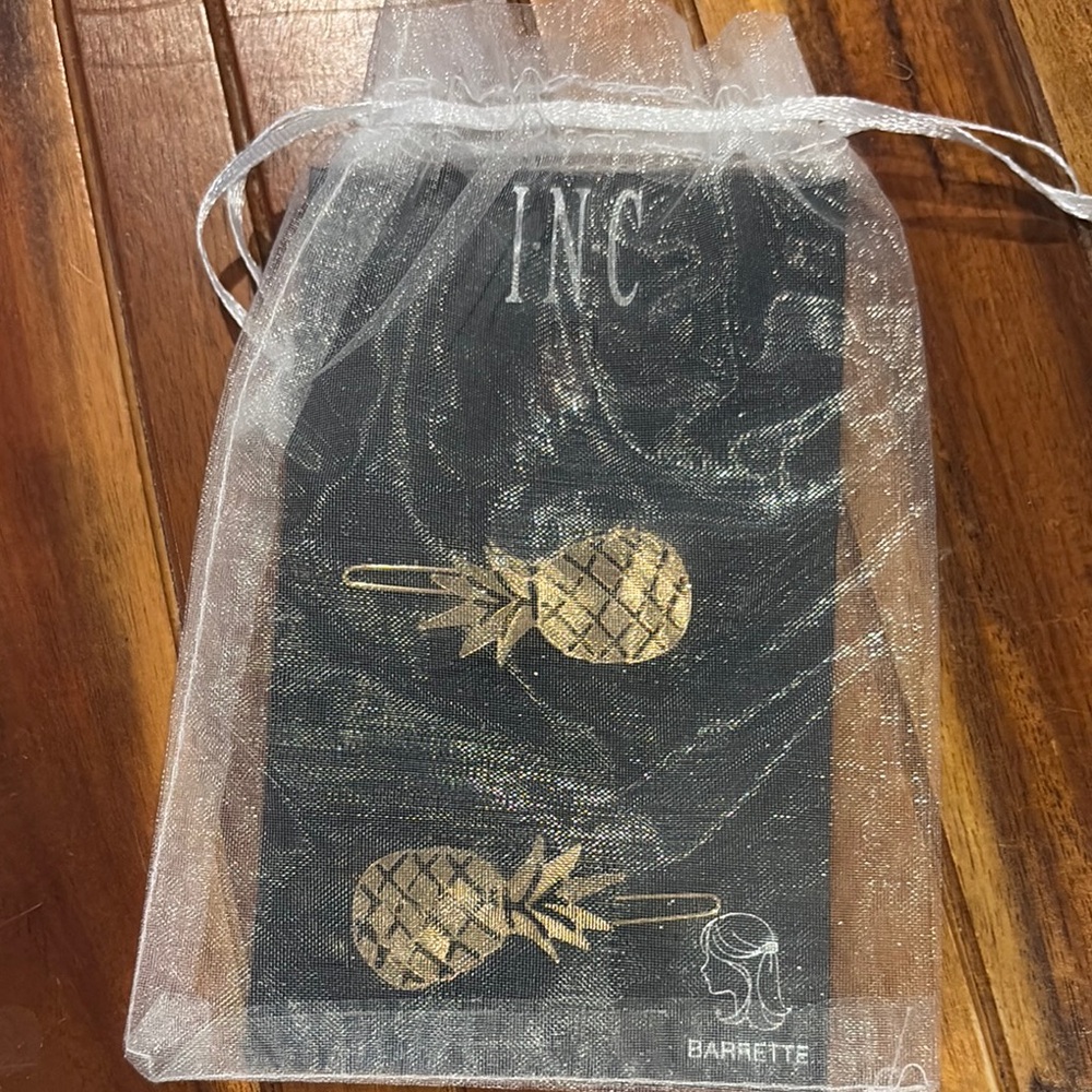 INC Gold Pineapple Hair Barrettes. NWT